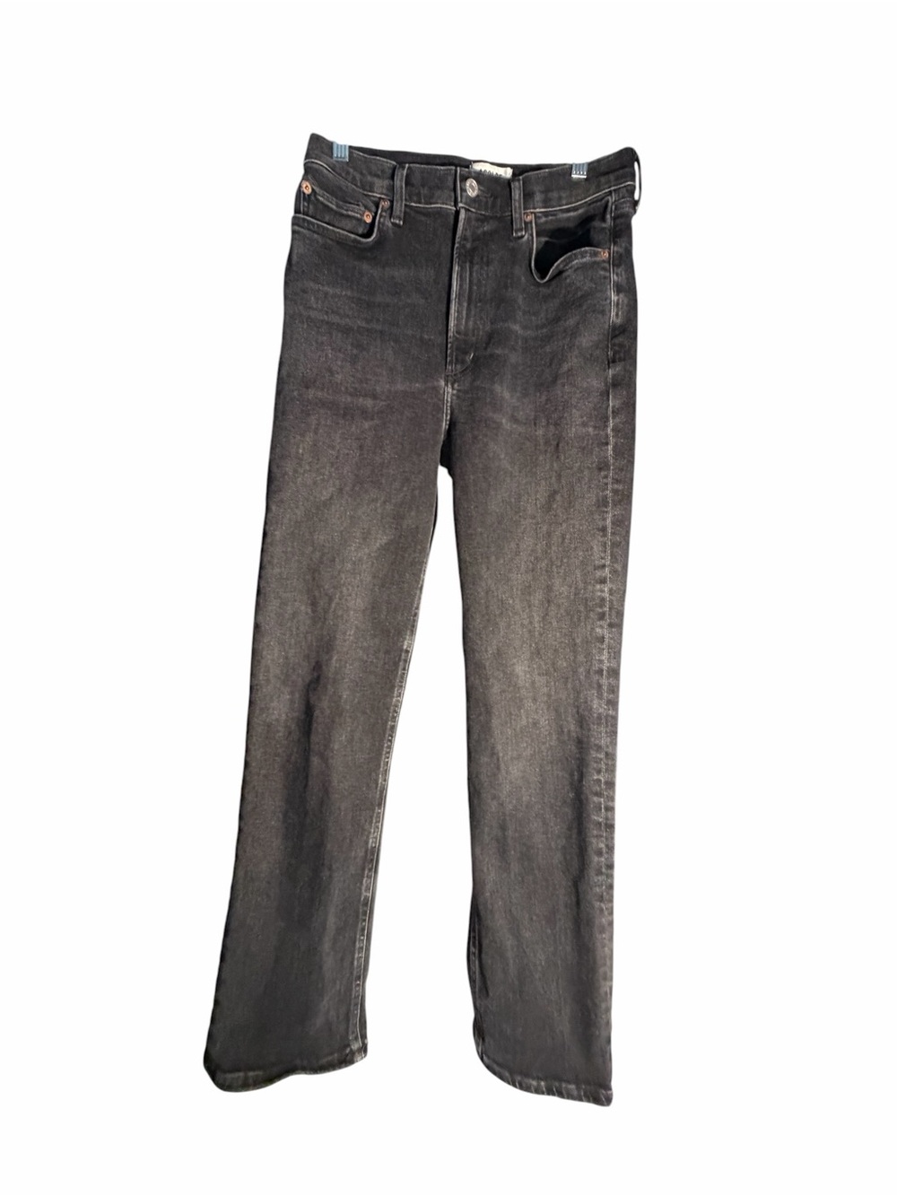 Agolde High Rise Stovepipe  Washed Black Straight Jeans Sz 28